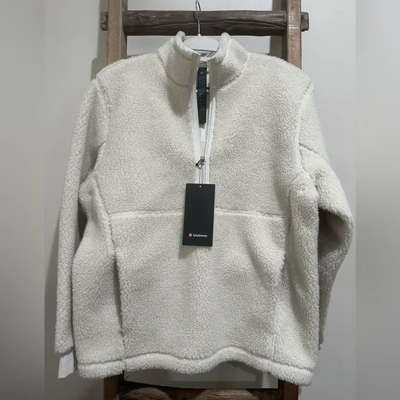Lululemon Men’s Fleece $168 High Pile HalfZip Pullover Bone - Picture 1 of 9